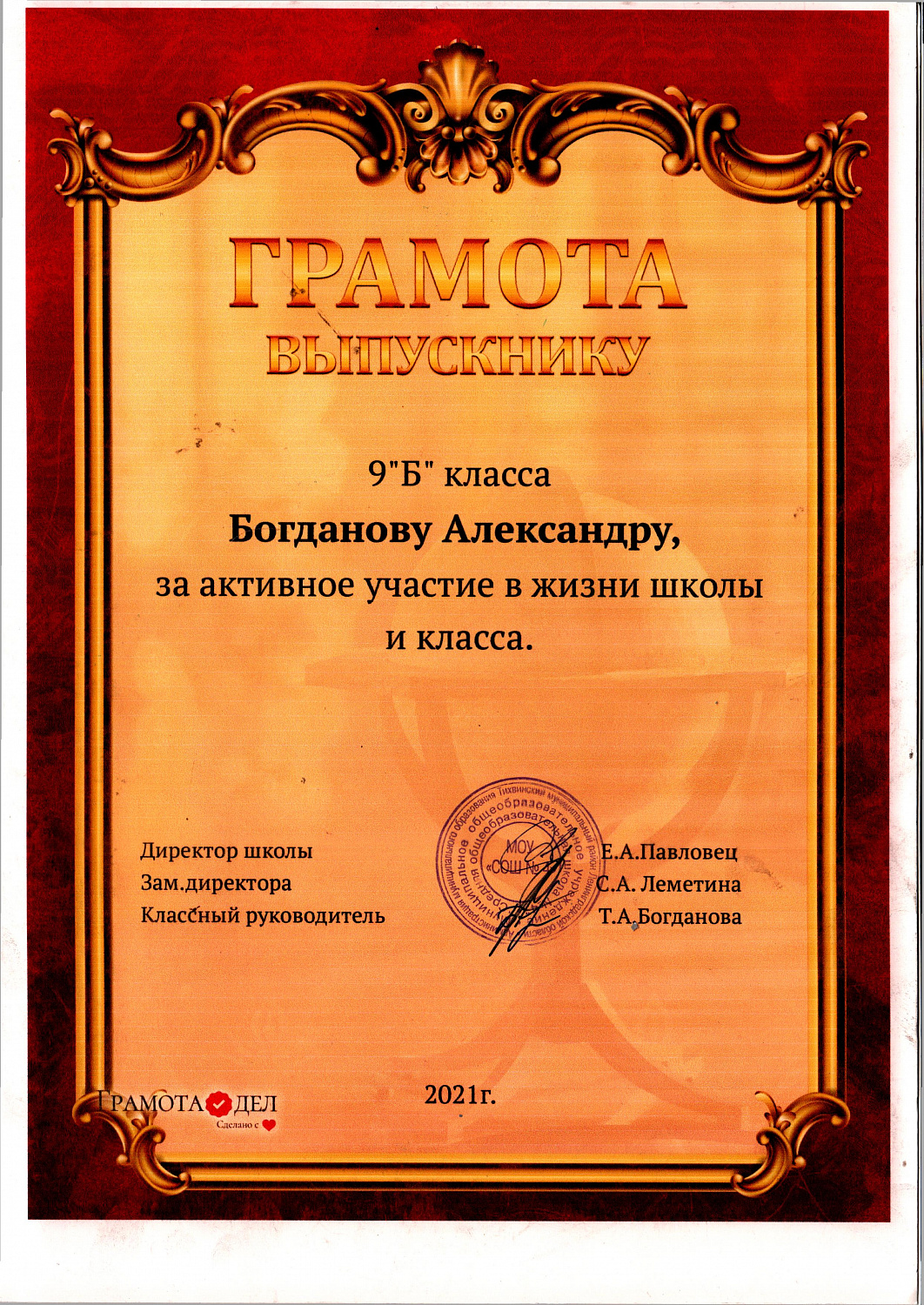 По итогам учебного 2020/2021 года 