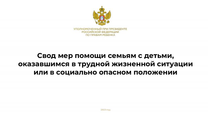 Свод мер помощи семьям с детьми, оказавшимся в трудной жизненной ситуации или в социально опасном положении